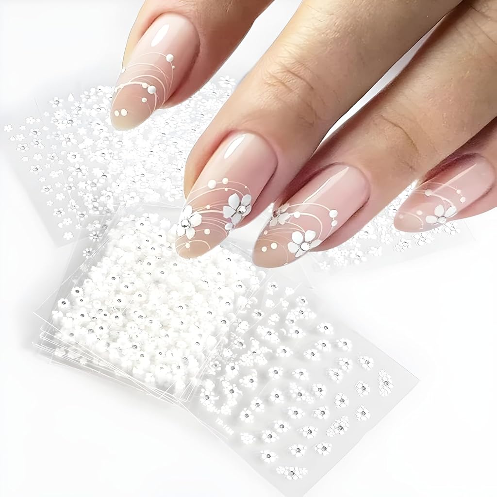 MAYCREATE® 30 Sheet Mini Flower Nail Decal Stickers Self-Adhesive Nail Art Decal Stickers Decorative Nail Decals Little White Flower French Nail Decals Craft Charm Stickers MAYCREATE® 30 Sheet Mini Flower Nail Decal Stickers Self-Adhesive Nail Art Decal Stickers Decorative Nail Decals Little White Flower French Nail Decals Craft Charm Stickers
